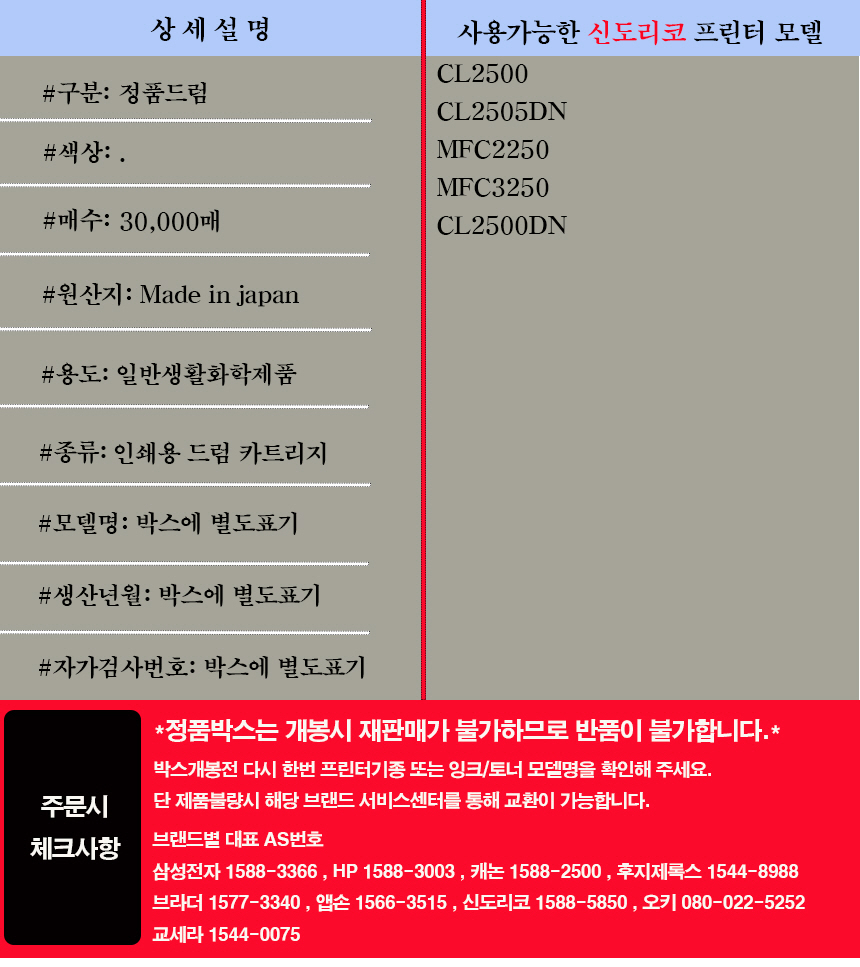 신도리코 S2505KIT 정품드럼 MF C3250