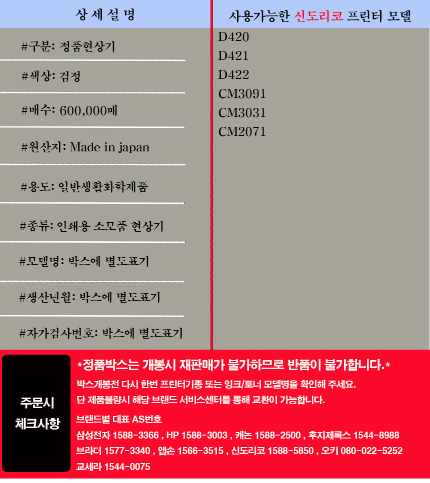 신도리코 DV-313K 정품현상기 CM2071 검정